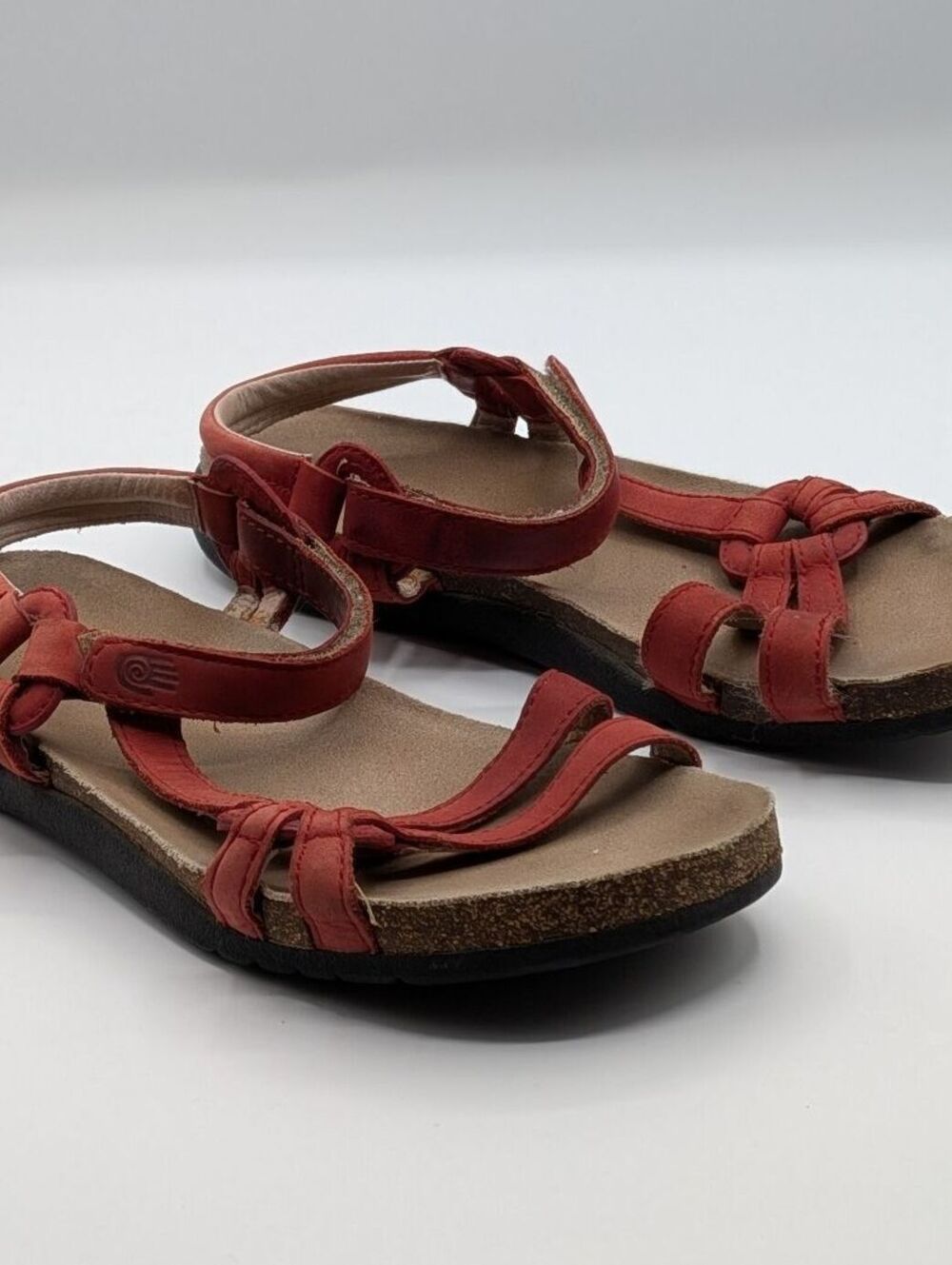 Teva Sz 7.5 $95 Red Leather Teva Ventura Cork 2 Ankle Strap Comfort Sport Sandal